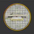 Ornate Door Structure With Intricate Golden Carvings White Frame Yellow Base And White Tiles