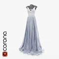 Elegant Light Purple Tulle Evening Gown with V Neck Lace Embroidery and Flowy Skirt