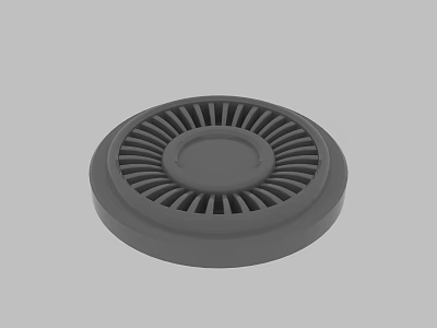 Gray Round Vent Cover With Radial Grille Design For Home Appliance 3d model