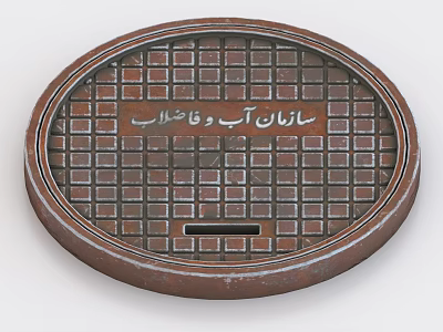 Urban Road Infrastructure Circular Drainage Manhole Cover With Grid Pattern And Metal Material 3d model