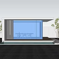 Modern Minimalist Building With Glass Facade White Walls Small Trees Black Paved Ground Exterior Design
