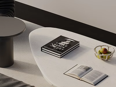 Living Room Sofa and Coffee Table Set Featuring White Table Books and Glass Fruit Bowl 3d model