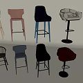 Modern Bar Chair Bar Stool Soft Bag Bar Chair High Stool Backrest Leather Bar Chair with Armrest Bar Chair without Armrest 3d model