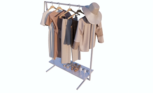 Modern Clothes Hanger Women's Clothing Display Rack Hat 3d model