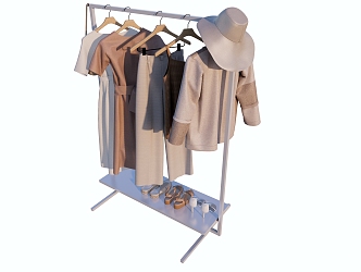 Modern Clothes Hanger Women's Clothing Display Rack Hat 3d model