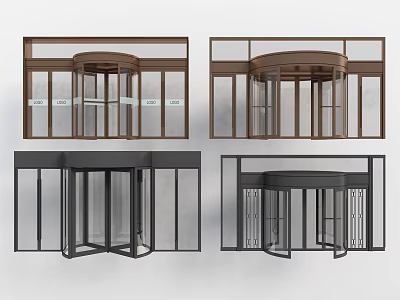 Modern Revolving Door Designs With Metal Frames Glass Panels And Contemporary Styles 3d model