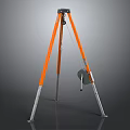 Commercial Tripod Equipment With Orange Legs Silver Frame And Pulley System