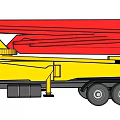Utility Vehicle With Yellow Body And Red Long Boom For Construction Operations