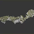 Scenic Rocky Landscape with Lush Vegetation and Natural Arch Formation Reflected on Smooth Surface