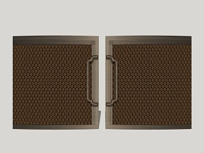 Brown Grid Design Panels With Metal Frames And Handles For Home Decor 3d model