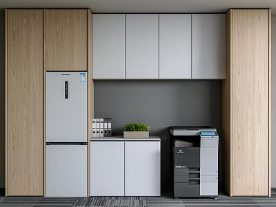 Modern Wooden And White Storage Cabinet With Wall Mounted And Floor Units 3d model