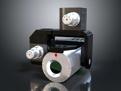 Precision Industrial Electronic Device Featuring Metal Components Connectors And Red Indicator Light 3d model