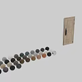 Modern Wooden Front Door With Digital Lock Glass Panel And Wood Grain Texture