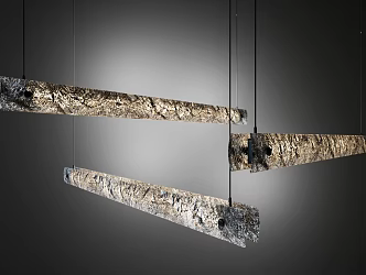 Modern Light Luxury Chandelier Glass Chandelier Long Strip Chandelier Restaurant Chandelier Water Corrugated Chandelier 3d model