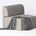 Gray Single Sofa With Black And White Checkered Blanket For Modern Living Room