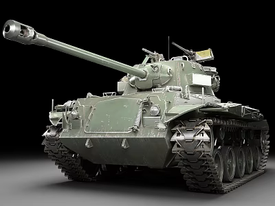 Green Military Tank With Long Barrel Heavy Tracks And Armored Design 3d model