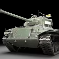 Green Military Tank With Long Barrel Heavy Tracks And Armored Design