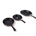 Black Frying Pans Set Of Three Premium Cookware With Durable Handles For Home Kitchen