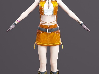 Final Fantasy Denim Tifa with Skeleton Binding fbx with Tex Lights Eight Monkey Files Tifa Teen CowGirl model