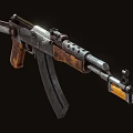 Vintage AK Style Rifle With Wooden Stock Metal Barrel And Bayonet Attachment