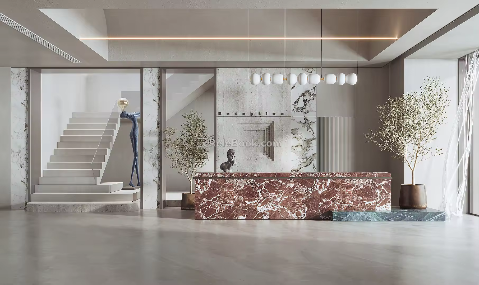 Modern Front Desk Front Desk Reception Hall 3d model