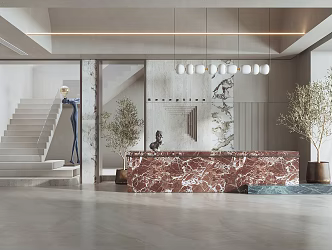 Modern Front Desk Front Desk Reception Hall 3d model
