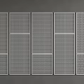 Varied Pattern Grid Metal Panels Arranged Neatly On Gray Background Surface