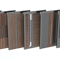 Modern Wooden Swing Doors With Black Frame And Glass Panel Designs