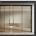 Modern Sleek Interior Sliding Doors With Ribbed Glass And Black Frame