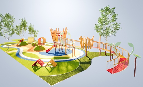 Kindergarten Recreational Facilities Slide Recreational Equipment Rubber Runway Recreational Places Children's Outdoor Runway Kindergarten Garden 3d model