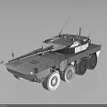 Modern Wheeled Armored Military Vehicle With Six Wheels Antennas And Metallic Finish