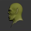 Detailed Green Fantasy Orc Creature Tusked Head 3D Character Model Render