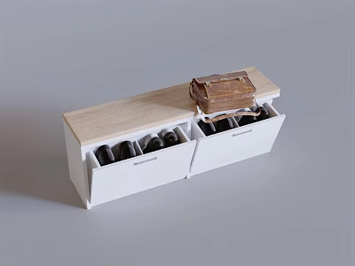 White Shoe Cabinet With Drawer Storage And Wooden Top For Shoes Inside 3d model