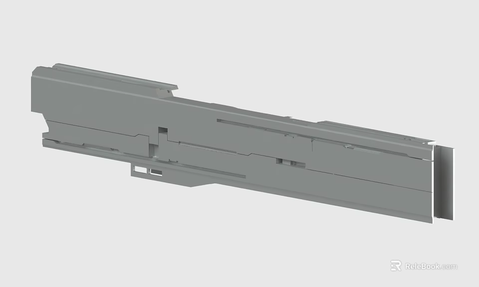 Gray Metal Mechanical Component With Multiple Slots And Connecting Parts Structure 3d model