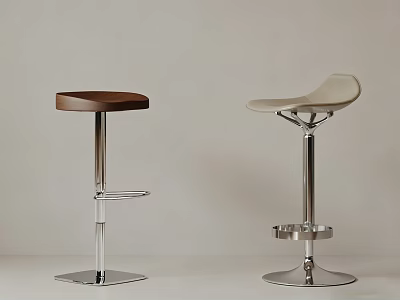 Modern Bar Stools With Brown And Light Gray Seats And Metal Frames 3d model