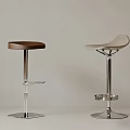 Modern Bar Stools With Brown And Light Gray Seats And Metal Frames
