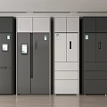 Modern Refrigerators Showcase Featuring Various Colors And Styles In Black White Grey