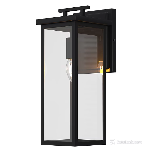Modern Black Frame Wall Lamp With Transparent Glass And Warm Illumination Design 3d model 