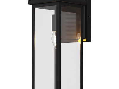 Modern Black Frame Wall Lamp With Transparent Glass And Warm Illumination Design 3d model