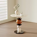 Modern Artistic Round Side Table For Cozy Living Room Corner Vase And Coffee Cup