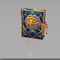 Ornate Decorative Book With Eye Symbol Colorful Patterns Gemstone Clasp And Pendant