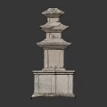 Traditional Stone Pagoda Structure With Multi Tiered Design And Square Base 3d model