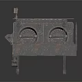 Vintage Industrial Vehicle Featuring Rusted Metal Structure Open Platform And Mechanical Parts