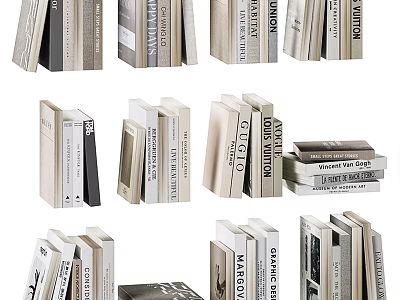Stylish Books And Magazines Collection With Stacked Standing And Flat Arrangements In Various Designs 3d model
