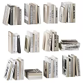 Stylish Books And Magazines Collection With Stacked Standing And Flat Arrangements In Various Designs