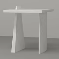 Modern Minimalist White Marble Side Table With Square Top And Geometric Legs
