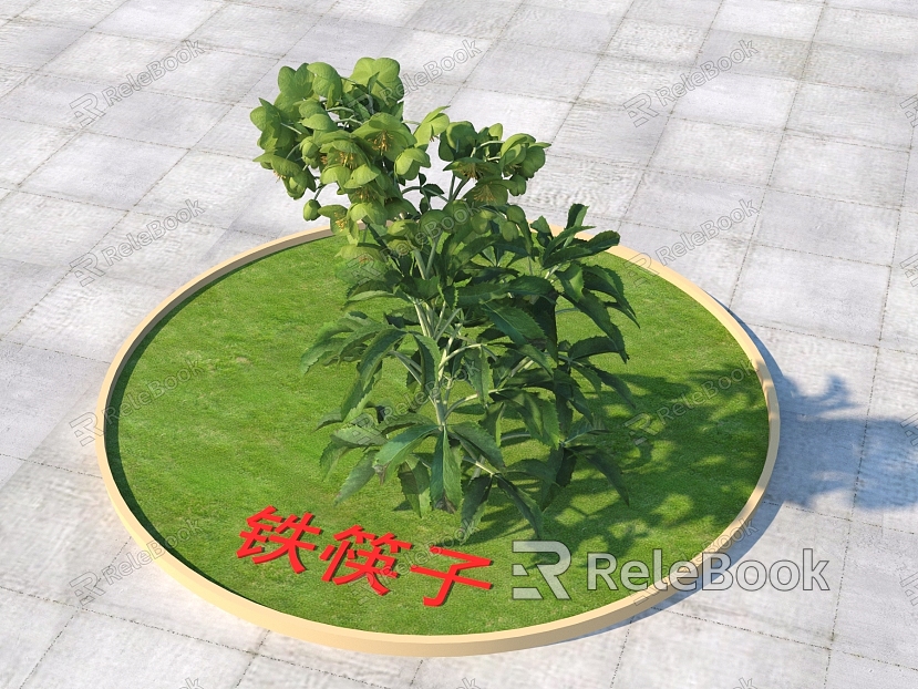 Modern Iron Chopsticks Iron Chopsticks Plants model