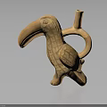 Artistic Toucan Wooden Sculpture With Intricate Carved Feather Patterns Perched On Branch