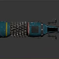 Futuristic Turquoise Motorcycle With Spiked Body And Yellow Stripe Mechanical Design