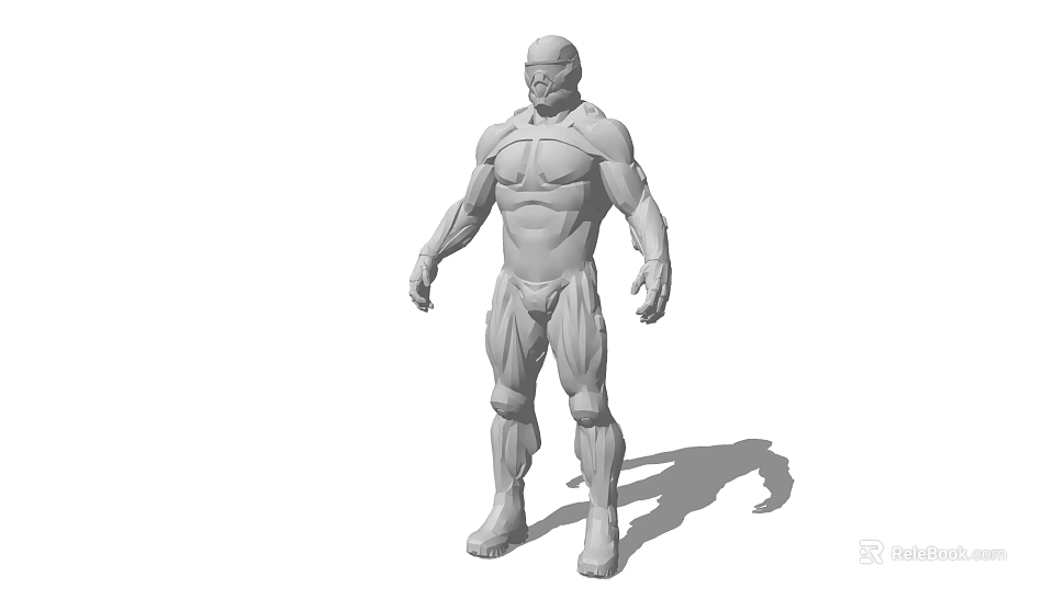 Muscular Sci Fi Game Character 3D Model With Armor Helmet Standing Pose 3d model